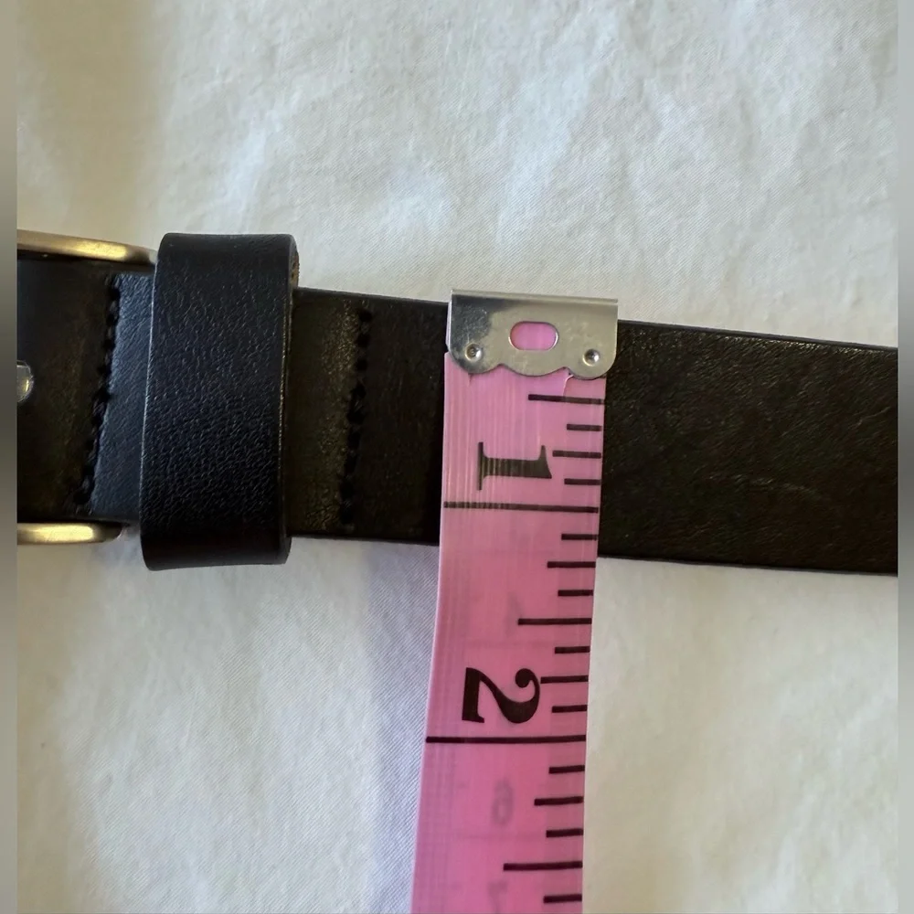 Araldi | Women’s XL (34”) | Black Leather Belt Silver Buckle | Made In Italy